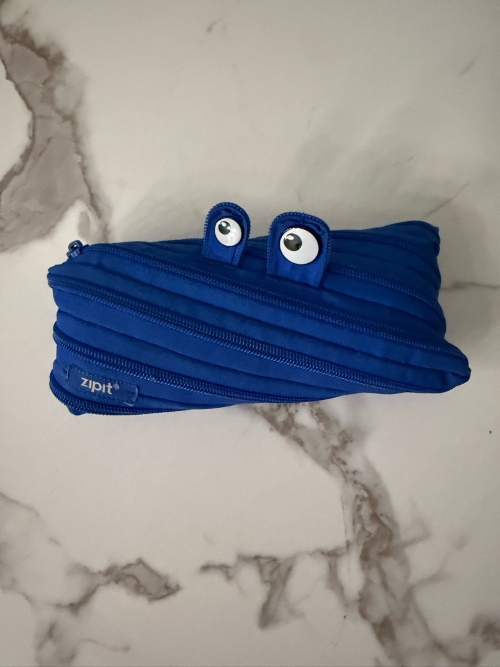 Zipit Blue Zippered Pencil Case with Googly Eyes